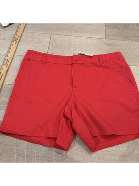 LOFT WOMENS RED MONROE 6" SHORTS NEW MID RISE SIZE 14